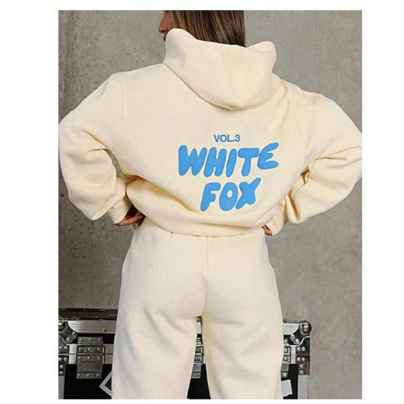 European and American spring, autumn and winter new sweatshirt set fashion sports LOGO long-sleeved pullover hooded sweatshirt two-piece set
