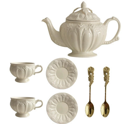French antique elegant bone porcelain teapot