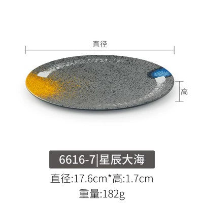 Melamine plate Japanese-style plastic barbecue plate imitation porcelain round flat plate barbecue plate restaurant hot pot tableware dish