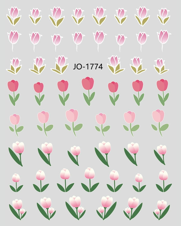 Olin Ting Nail Art Stickers Tulip Flowers Adhesive Nail Decals Net Red Small Fresh Nail Art Style Stickers