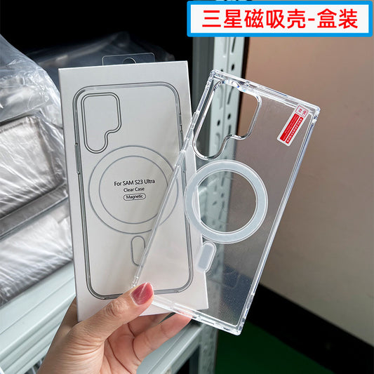 Compatible with Samsung S25ultra phone case, magnetic Magsafe foldable Z-Fold6, transparent S24plus hard case
