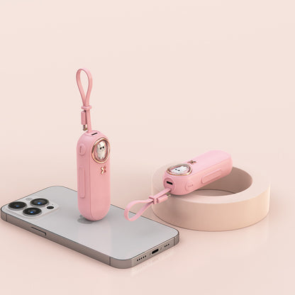The new cute pet cartoon capsule power bank is small and portable, with its own cable and 5000 mAh power bank