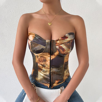 Trendy Colorblock Backless Steel-Ring Vest – European &amp; American Style | Free Shipping