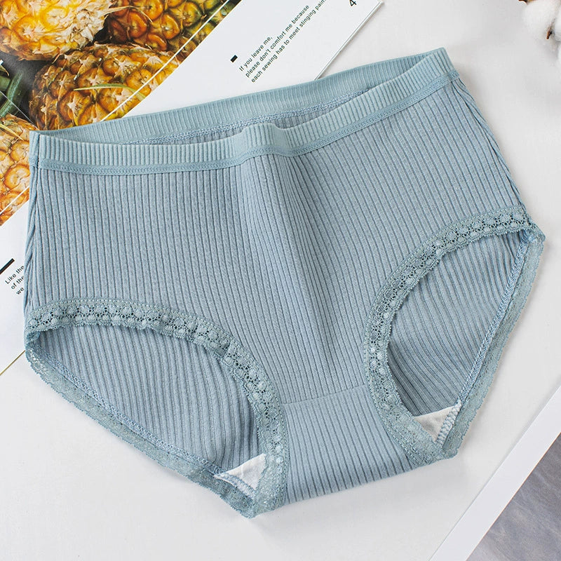 women's cotton quality girls' triangle bottoms women's high waist plus size pants lace edge middle waist