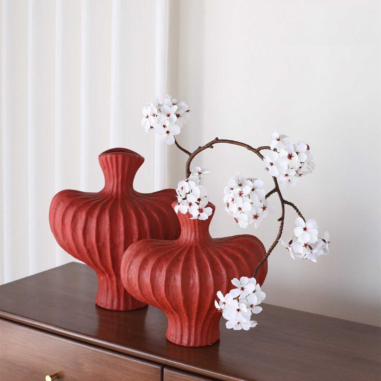 Wabi-sabi style ceramic vase flower arrangement ornaments high-end niche home decoration French light luxury vase ceramic vase