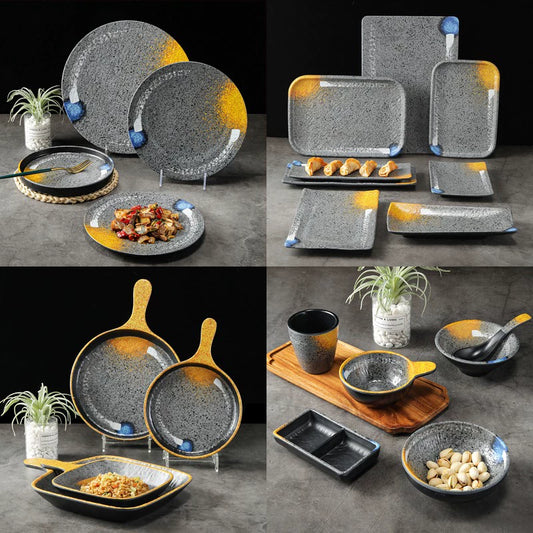 Melamine plate Japanese-style plastic barbecue plate imitation porcelain round flat plate barbecue plate restaurant hot pot tableware dish