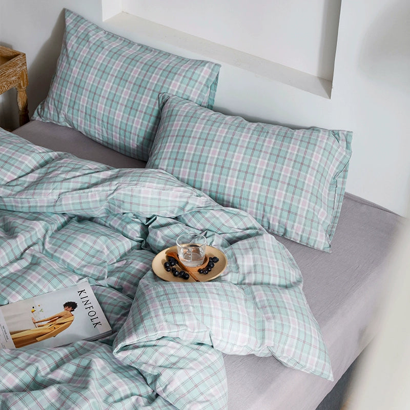 Simple cotton fitted sheet style naked sleeping solid color four-piece set