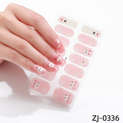 new French manicure stickers full paste ice transparent net red Japanese cartoon nail stickers cute nail polish film