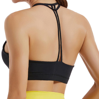 yoga clothing underwear women's shockproof gathered fitness bra without steel ring running sports bra LULU same style
