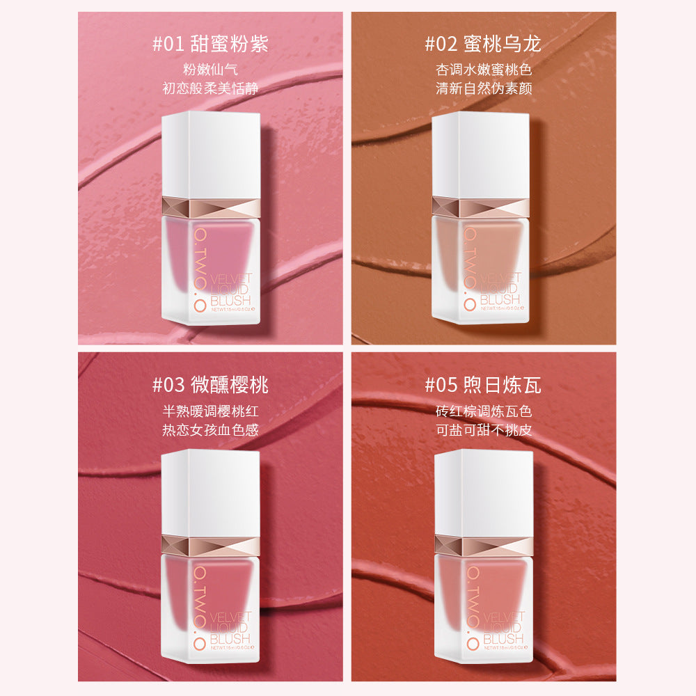 O.TWO.O natural dazzling color liquid blush long-lasting matte silky delicate rouge beauty makeup SC023