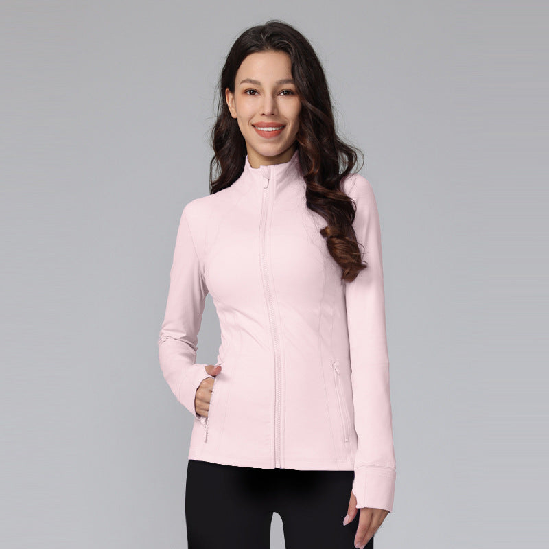 Define yoga wear jacket spring and autumn winter yoga top breathable running fitness stand collar skinny sports coat