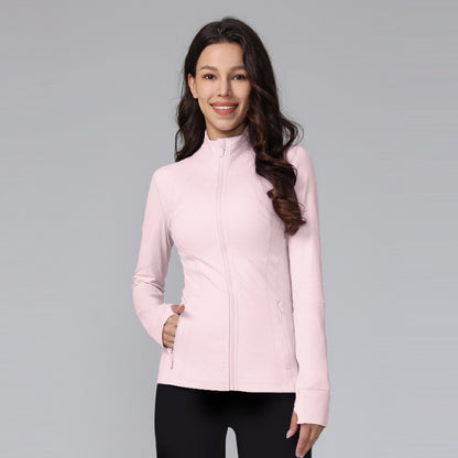 Define yoga wear jacket spring and autumn winter yoga top breathable running fitness stand collar skinny sports coat
