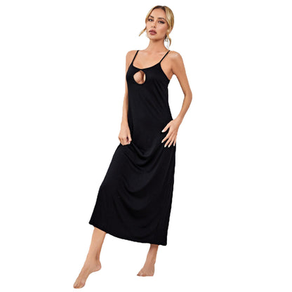 Cross-border European and American spring and summer suspenders long nightdress sexy can be worn outside pajamas women's home clothing foreign trade Amazon