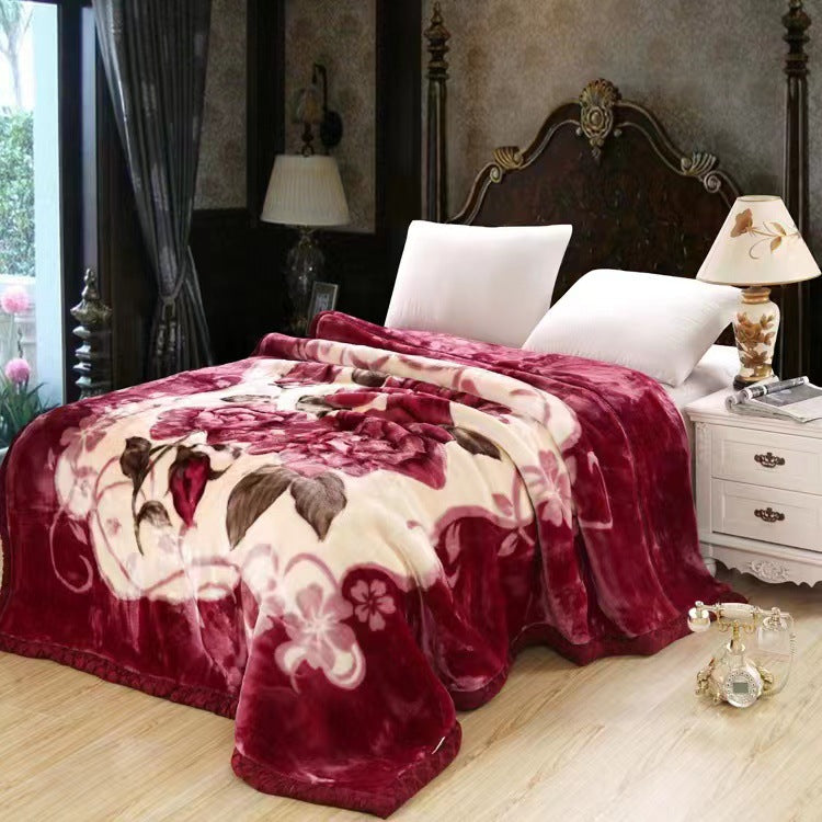Thickened Raschel Blanket Winter Warm Blanket Flannel Cover Blanket Bed Sheet Double Layer Antistatic Cloud Blanket