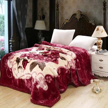 Thickened Raschel Blanket Winter Warm Blanket Flannel Cover Blanket Bed Sheet Double Layer Antistatic Cloud Blanket