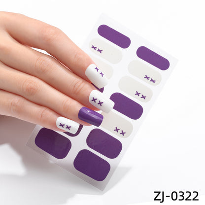 new French manicure stickers full paste ice transparent net red Japanese cartoon nail stickers cute nail polish film