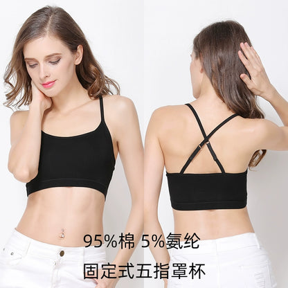 Broken code Qingmei back with chest pad bra one-piece sling tube top female anti-light bottoming student pure cotton underwear
