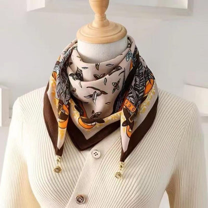 warm square scarf, magnetic buckle, triangle silk scarf, cotton scarf, women's spring, autumn and winter, style scarf, temperament and versatile