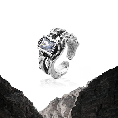 Korean version of ins cold wind personality black irregular texture French lava niche design opening index finger female