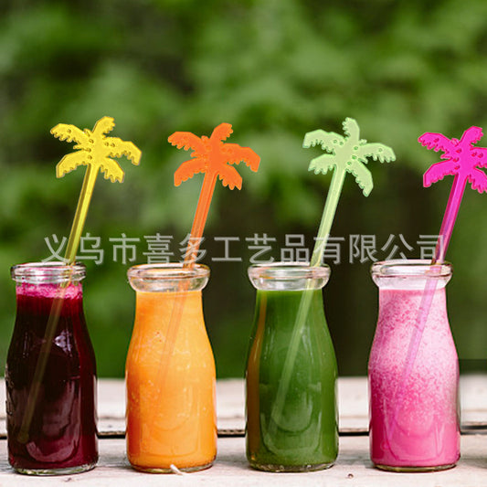 Plastic coconut tree shaped stirring sticks, colorful bartender bars, bar supplies, cocktail juice decoration, coffee sticks, 50 sticks