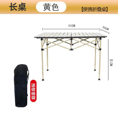 Outdoor Folding Table Metal Egg Roll Table Portable Camping Picnic Table Setting Table Camping Barbecue Self Drive Tour