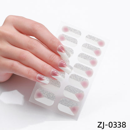 new French manicure stickers full paste ice transparent net red Japanese cartoon nail stickers cute nail polish film