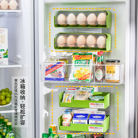 Refrigerator Storage Box Side Door Organizer Box Egg Carton Wall Mounted Kitchen Organizer Crisper Plastic