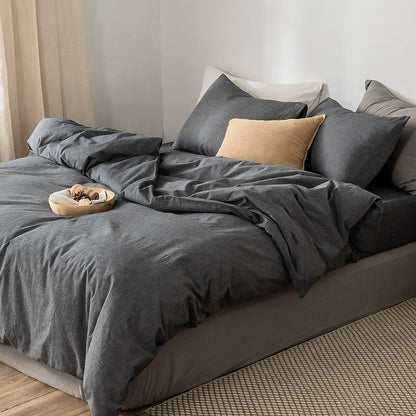 Simple cotton fitted sheet style naked sleeping solid color four-piece set
