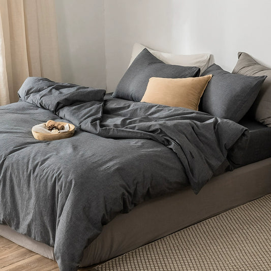 Simple cotton fitted sheet style naked sleeping solid color four-piece set