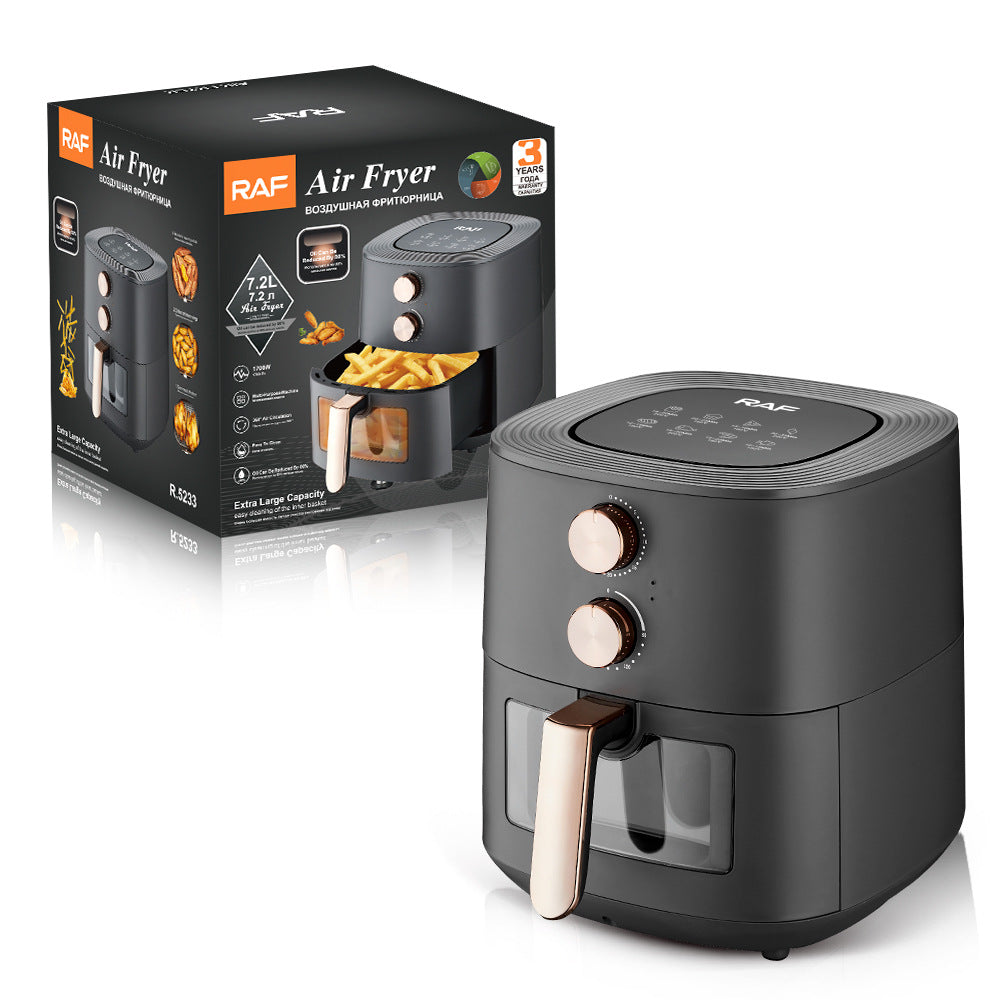RAF 7.2L European-Style Smart Air Fryer  Large Capacity, Multi-Function, Visual Window, Oil-Free Cooking