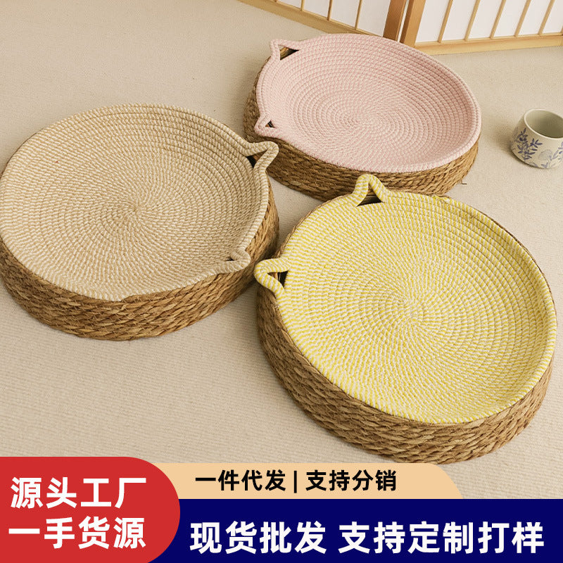 Rattan cat nest cotton rope all seasons universal cat scratching post pet bed mat Internet celebrity cool nest washable nest grinding claw cat