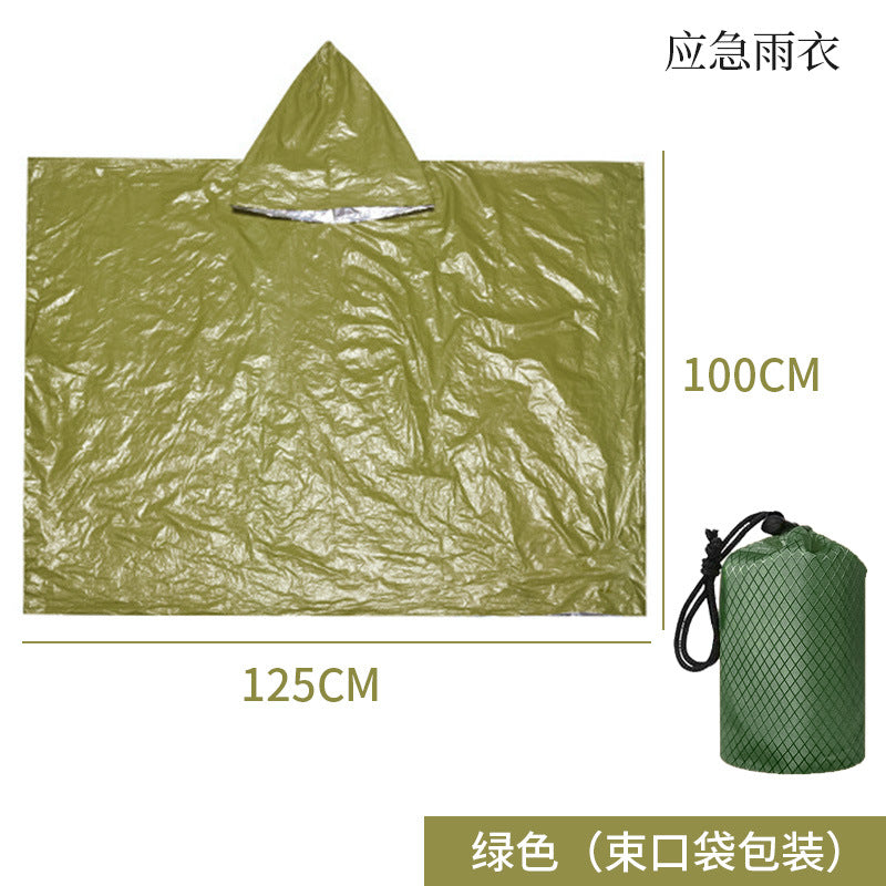Support cross-border consignment of labeled outdoor emergency sleeping bags, portable survival raincoats, hiking, camping, and thermal insulation raincoats