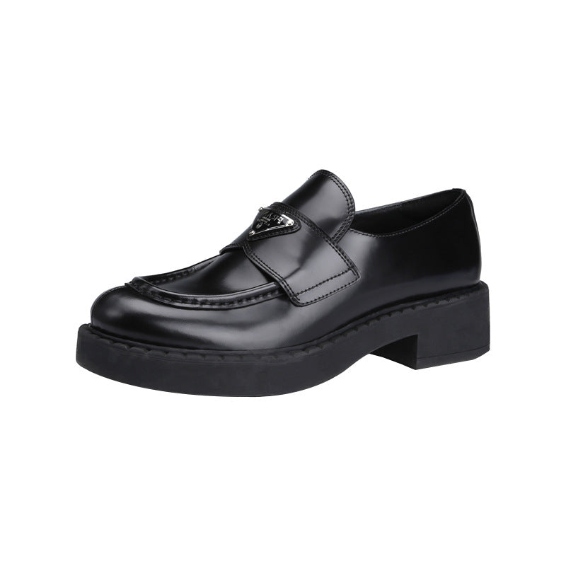 new all-match flat bottom British style leather thick bottom P home shoes small fragrance style loafers women's shoes small leather shoes women