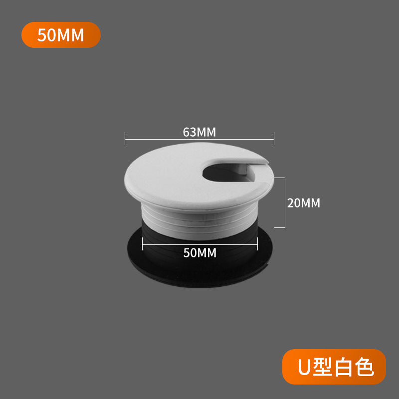 Desk plastic threading box desk wire hole cover 35 50 wire hole plug computer desktop round threading hole