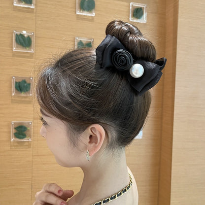 Maruko hairclip women's summer simple temperament, flower mesh, the back of the head, grab the clip pan hairpin