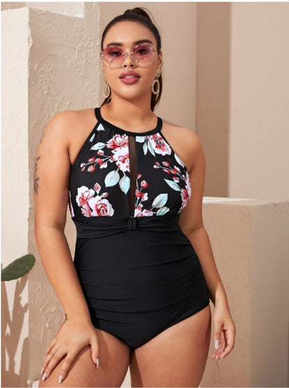Wholesale Plus Size Sexy One-Piece Bikini Swimsuit – European & American Style, Printed Bathing Suit for Women