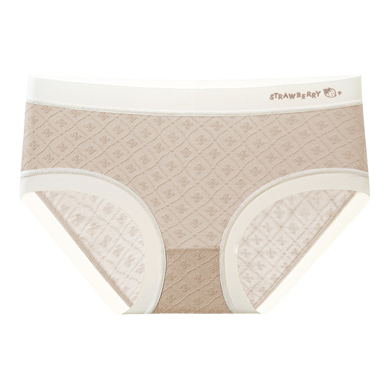 pure cotton women's antibacterial jacquard fabric close-fitting, non-feeling, super breathable, light and dry, small fresh briefs