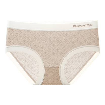 pure cotton women's antibacterial jacquard fabric close-fitting, non-feeling, super breathable, light and dry, small fresh briefs