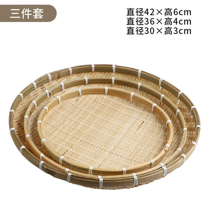 Drying basket, handmade bamboo dustpan, bamboo plaque tray, bamboo weaving product, farmhouse washing decoration, drainage sieve, fruit basket