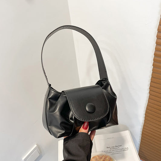 Pure color bag women new trendy Korean version simple shoulder Messenger bag spring and summer new small fresh saddle bag