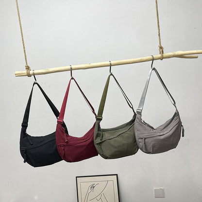 Solid Color Trend Personality Shoulder Bag Bag Women's Daily Simple Dumpling Bag Versatile Nylon Crossbody Bag Women's Casual