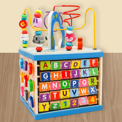 Children's Wooden Large Multifunctional Puzzle Big Wrapping Beads Treasure Chest Early Education Intelligence Matching Scene Intelligence Box Toys