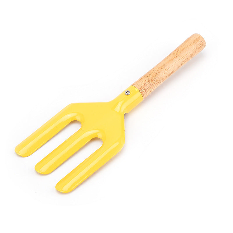 Household gardening tool set: wooden handle garden small shovel beach to catch the sea digging sand flower shovel garden vegetable planting loose soil rake