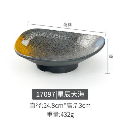 Melamine plate Japanese-style plastic barbecue plate imitation porcelain round flat plate barbecue plate restaurant hot pot tableware dish