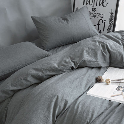 Japanese-style unprinted washed cotton four-piece good-quality cotton-dyed washed bedding bedding hotel student bedding