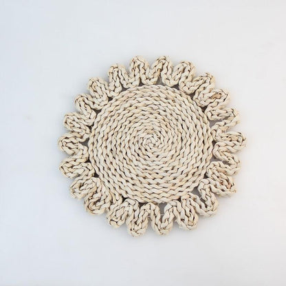 Japanese-style home natural corn husk handmade straw woven tea mat table mat heat-resistant casserole mat plate cup placemat