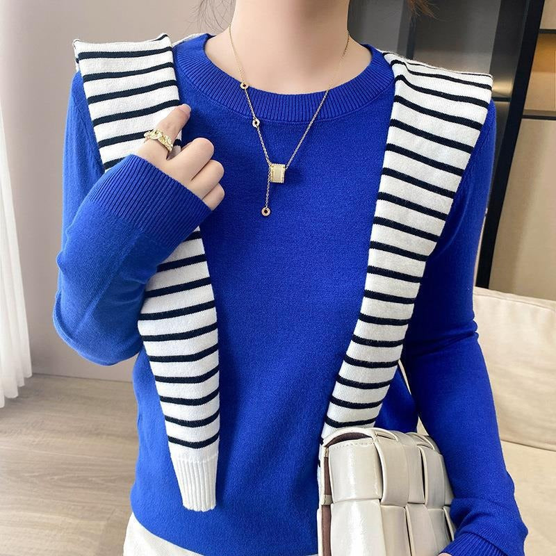 Sweater women's autumn and winter crew neck long sleeve pullover knitted sweater women's women's  sweater base shirt women's top Korean