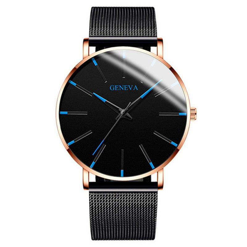 fashion blue needle men's watch men's watch quartz watch mesh belt spot one piece