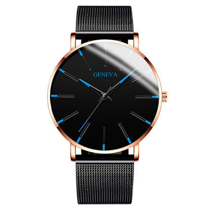 fashion blue needle men's watch men's watch quartz watch mesh belt spot one piece