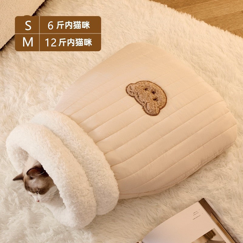 Autumn and winter warm cat nest sleeping bag drill hole nest closed kitten nest security dog nest drill quilt